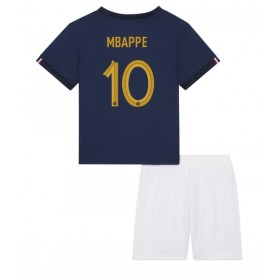 Frankrike Kylian Mbappe #10 Hemmakläder Barn VM 2022 Kortärmad (+ Korta byxor)